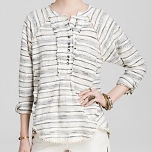 Free People Hideaway tweed gray and white textured pullover top